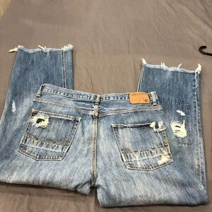 Mens American Eagle Low Rip and Repair Loose Jeans